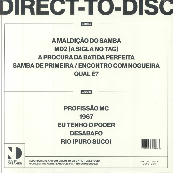 Marcelo D2 SambaDrive – Direct-To-Disc (LP, Night Dreamer, 2024) Back Cover