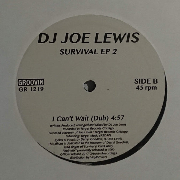 DJ Joe Lewis – Survival EP 2 (12", Groovin Recordings, 2017) Back Cover