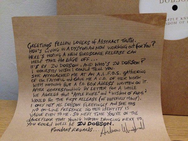 Zu Dobson – Apple Knife (12", Bird Scarer Records, 2017) Image 3