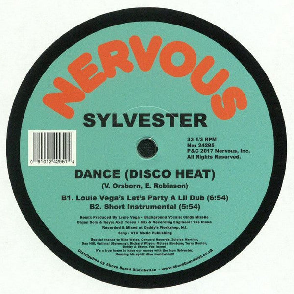 Sylvester – Dance (Disco Heat) (12", Nervous Records, 2018) Back Cover