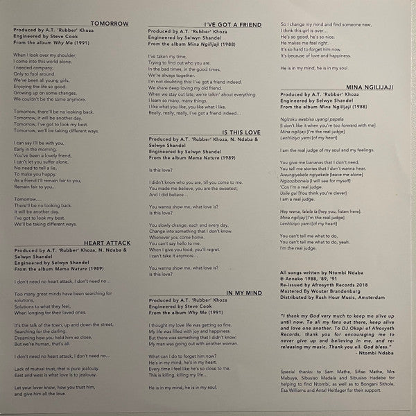 Ntombi Ndaba – Tomorrow (LP, Afrosynth Records, 2018) Image 4