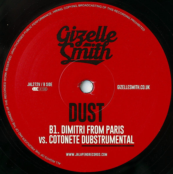 Gizelle Smith – Dust (Dimitri From Paris Vs. Cotonete Remixes) (12", Jalapeno Records, 2018) Image 4