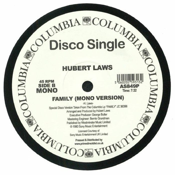 Hubert Laws – Family (12", Columbia, 2018) Back Cover