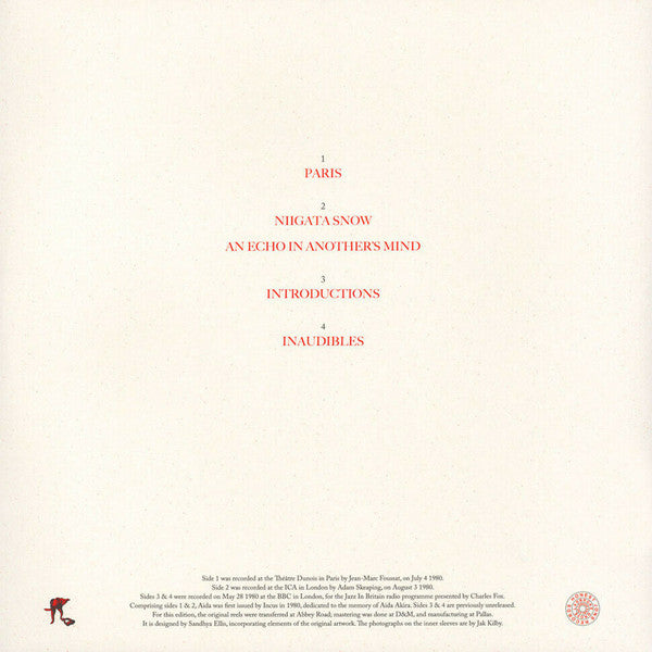 Derek Bailey – Aida (2xLP, Honest Jon's Records, 2018) Back Cover