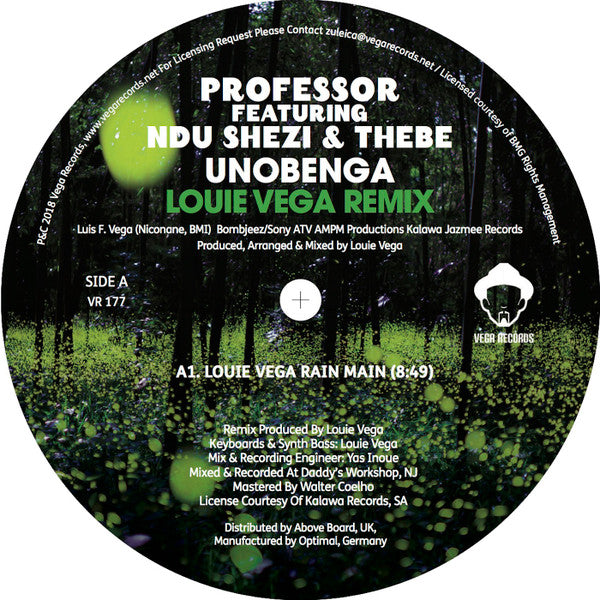 Professor Ndu Shezi Thebe – Unobenga (Louie Vega Remix) (12", Vega Records, 2018) Front Cover