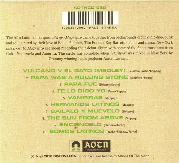 Grupo Magnético – Positivo (CD, Athens Of The North, 2018) Back Cover