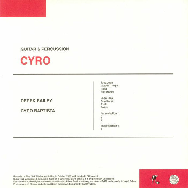 Derek Bailey & Cyro Baptista : Cyro (2xLP, Album, Ltd, RE)