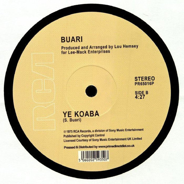 Buari – Karam Bani (12", RCA Victor, 2019) Back Cover