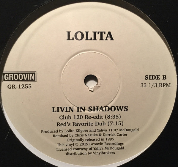 Lolita – Livin In Shadows (12", Groovin Recordings, 2019) Back Cover