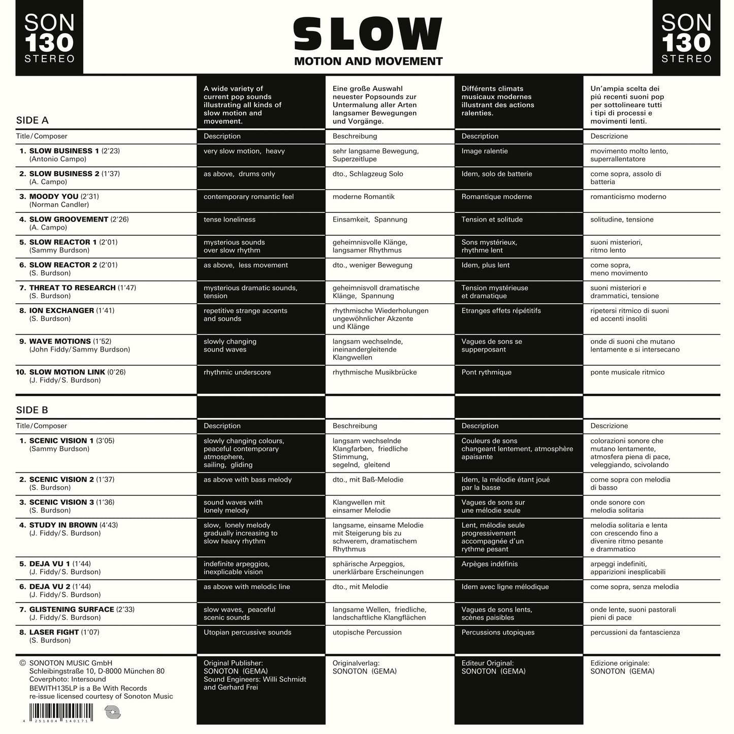 Various – Slow (Motion And Movement) (LP, Be With Records, 2023) Back Cover
