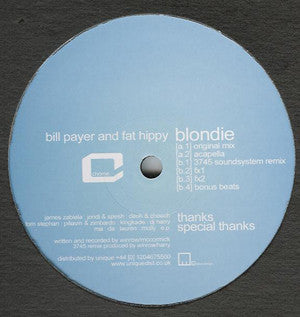 Bill Payer & Fat Hippy – Blondie (12", Chome, 2003) Front Cover