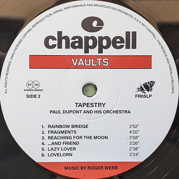Paul Dupont And His Orchestra – Tapestry (LP, Farfalla Records, 2020) Image 4