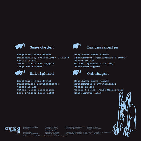 De Nooit Moede – De Nooit Moede (12", Kontakt Group, 2020) Back Cover
