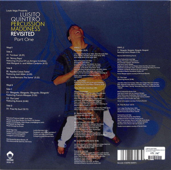 Louie Vega Luisito Quintero – Percussion Maddness Revisited (Part One) (2x12", Vega Records, 2020) Back Cover