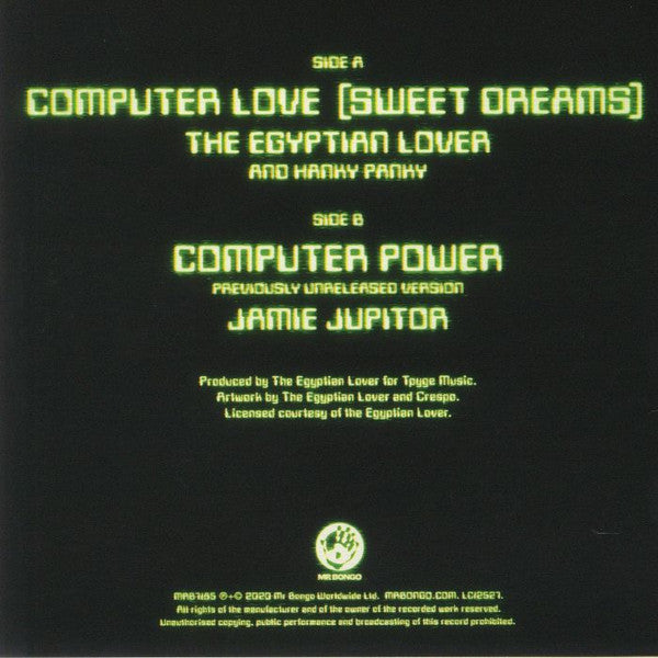 The Egyptian Lover Hanky Panky Jamie Jupitor – Computer Love (Sweet Dreams) / Computer Power (7", Egyptian Empire Records, 2020) Back Cover
