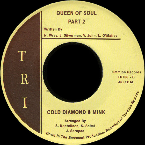 Cold Diamond & Mink – Queen Of Soul (7", Timmion Records, 2020) Back Cover