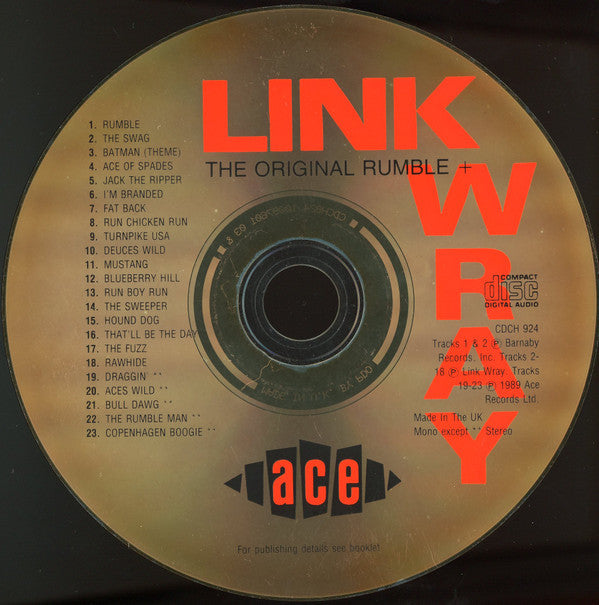 Link Wray – The Original Rumble (CD, Ace, 1989) Image 3