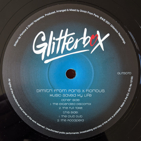 Dimitri From Paris x Fiorious : Music Saved My Life (12")