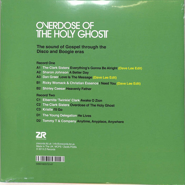 Various – Overdose Of The Holy Ghost (The Sound Of Gospel Through The Disco And Boogie Eras) (2xLP, Z Records, 2021) Back Cover