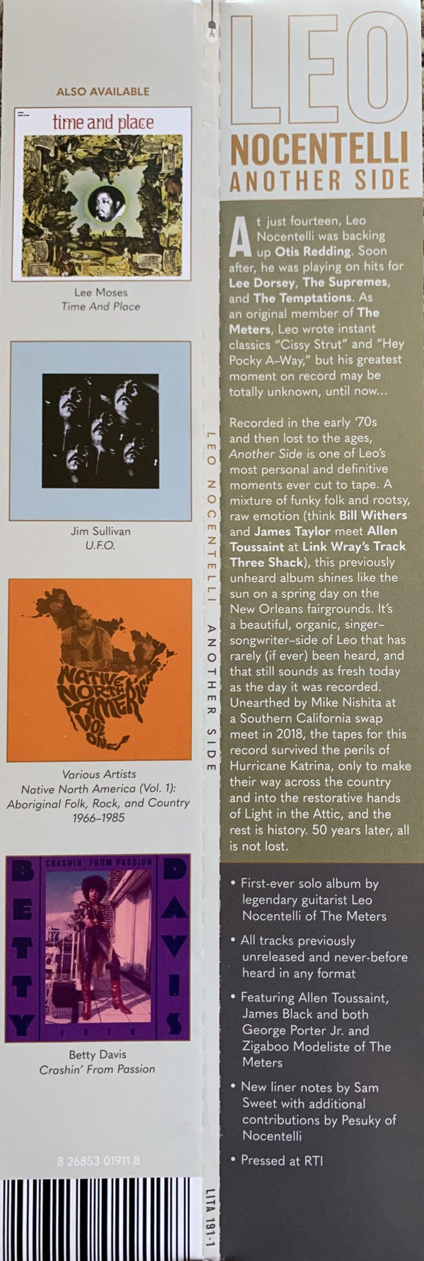 Leo Nocentelli – Another Side (LP, Light In The Attic, 2021) Back Cover