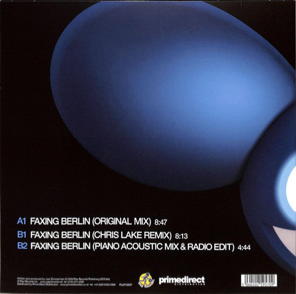 Deadmau5 – Faxing Berlin (12", Play Records, 2022) Back Cover
