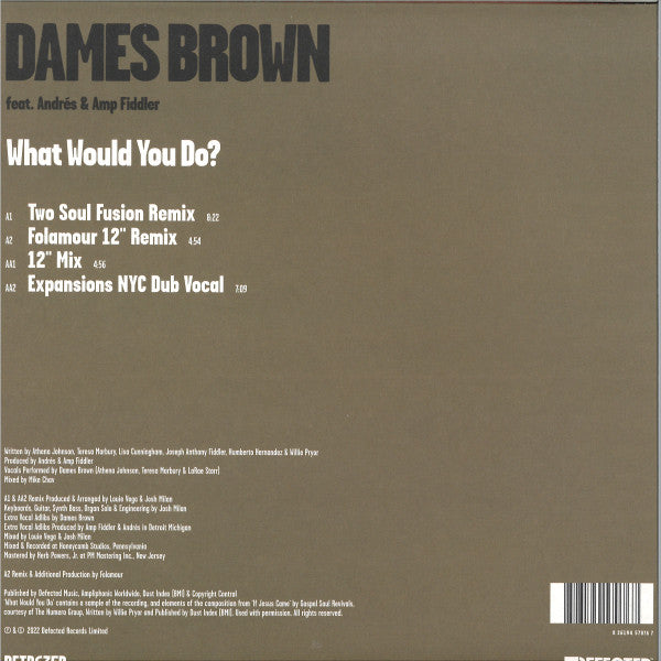 Dames Brown Andrés Amp Fiddler – What Would You Do? (12", Defected, 2023) Back Cover