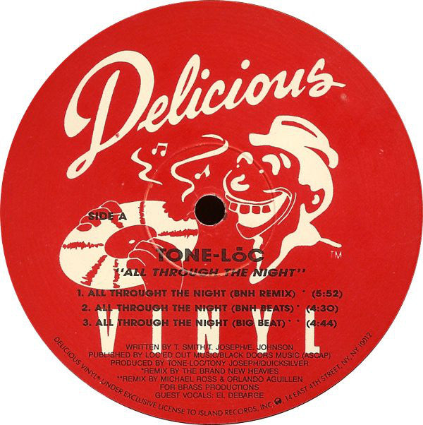 Tone Loc – All Through The Night (12", Delicious Vinyl, 1991) Back Cover