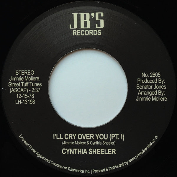 Cynthia Sheeler – I'll Cry Over You (7", J.B.'s Records, 2023) Back Cover