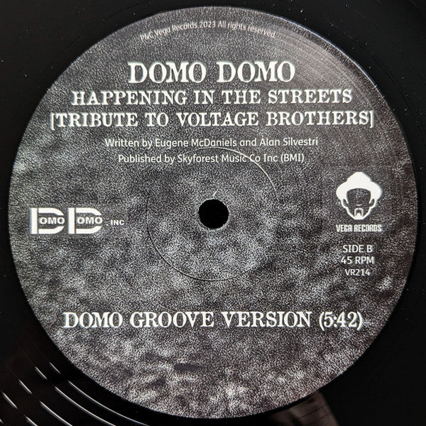 Domo Domo – Happening In The Streets (Tribute To Voltage Brothers) (12", Vega Records, 2023) Image 4