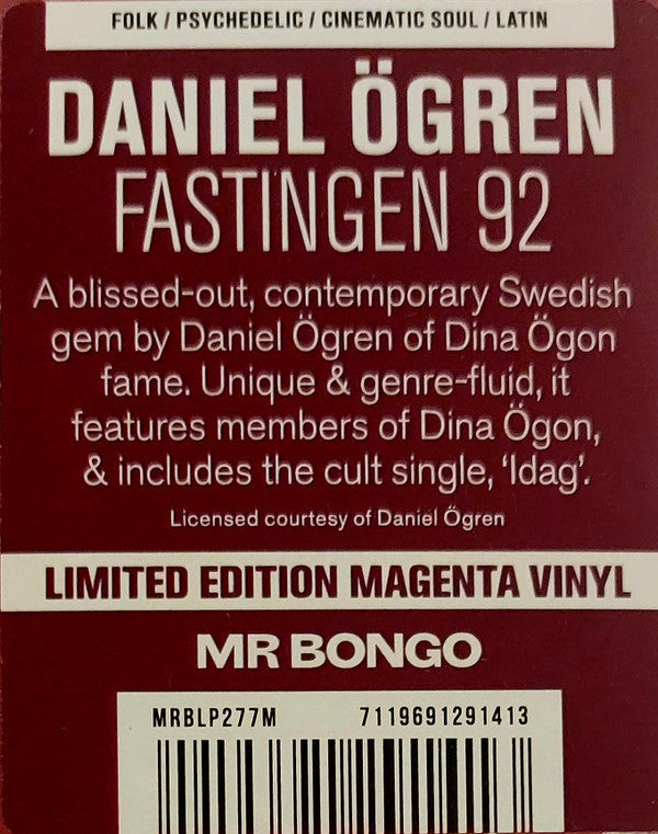 Daniel Ögren – Fastingen 92 (LP, Magenta, Mr Bongo, 2023) Image 3