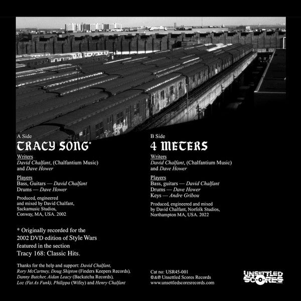 David Chalfant – Tracy Song (7", Unsettled Scores Records, 2023) Back Cover
