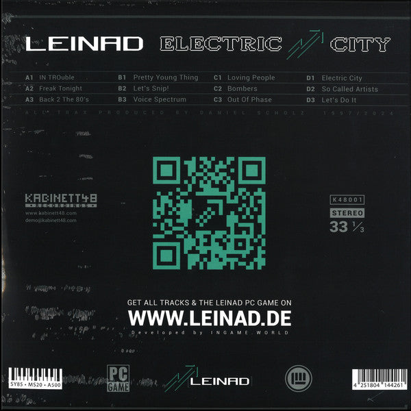 Leinad – Electric City (2xLP, Kabinett 48 Recordings, 2024) Back Cover