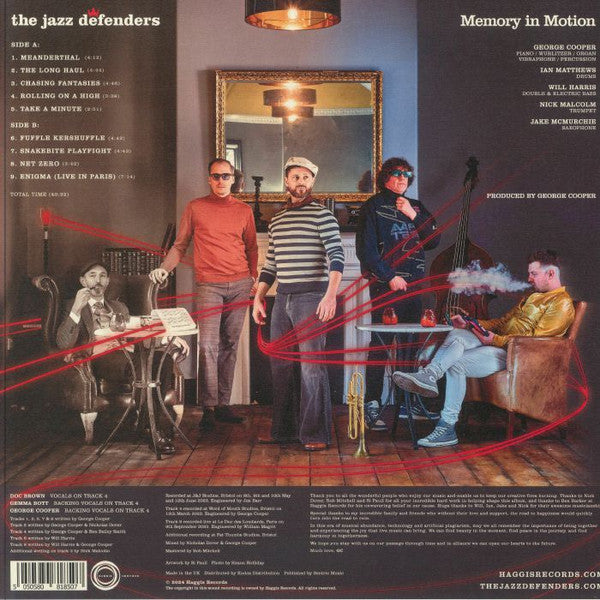 The Jazz Defenders – Memory In Motion (LP, Haggis Records, 2024) Back Cover