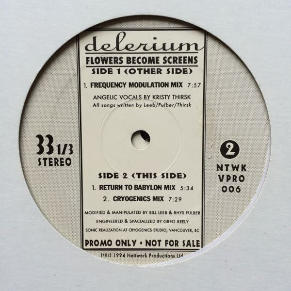 Delerium – Flowers Become Screens (12", Nettwerk, 1994) Front Cover