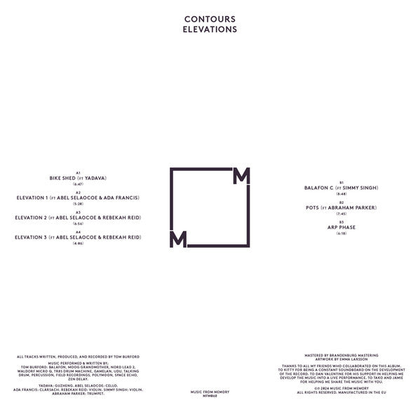 Contours – Elevations (LP, Music From Memory, 2024) Back Cover