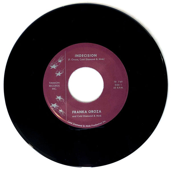 Franka Oroza Cold Diamond & Mink – Indecision (7", Timmion Records, 2024) Back Cover