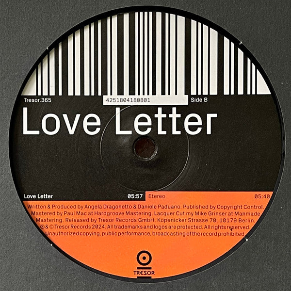 Fireground – Love Letter (12", Tresor, 2024) Front Cover
