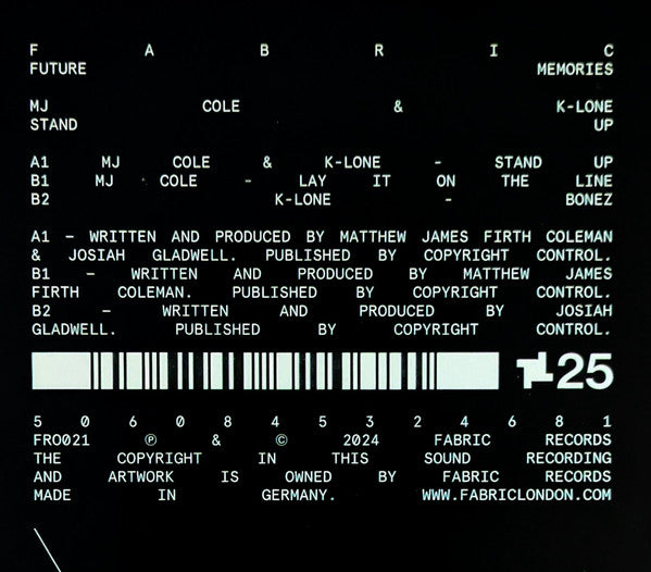 MJ Cole K-Lone – Stand Up (12", fabric Originals, 2024) Image 5