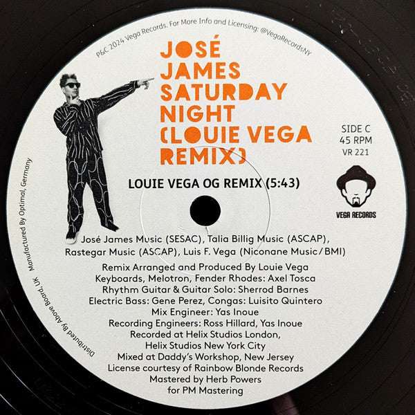 José James – Saturday Night (Louie Vega Remix) (2x12", Vega Records, 2024) Image 5