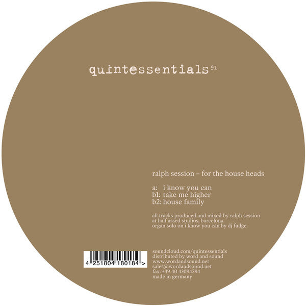Ralph Session : For The House Heads (12", EP)