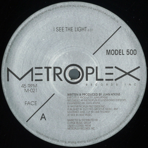 Model 500 – I See The Light / Pick Up The Flow (12", Metroplex, 2024) Front Cover