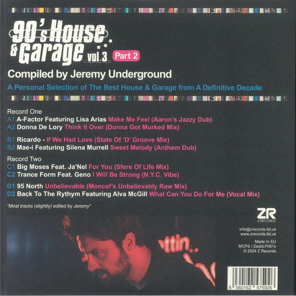 Jeremy Underground – 90's House & Garage Vol.3 (Part 2) (2x12", Z Records, 2024) Back Cover