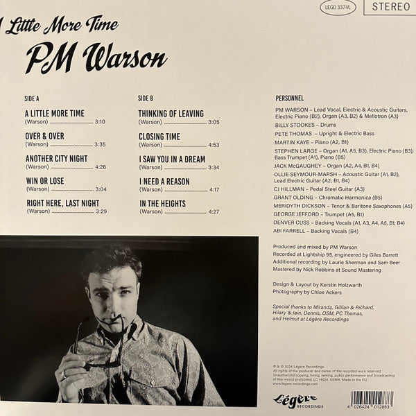 PM Warson – A Little More Time (LP, Légère Recordings, 2024) Back Cover