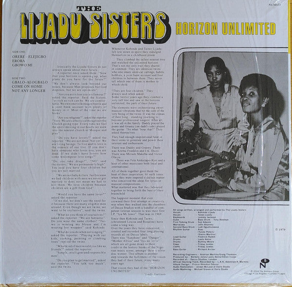 Lijadu Sisters – Horizon Unlimited (LP, Numero Group, 2024) Back Cover