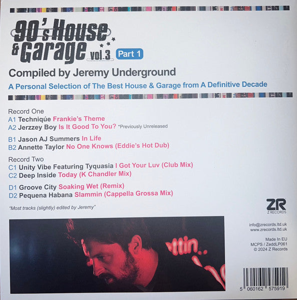 Jeremy Underground – 90's House & Garage Vol.3 (Part 1) (2x12", Z Records, 2024) Back Cover