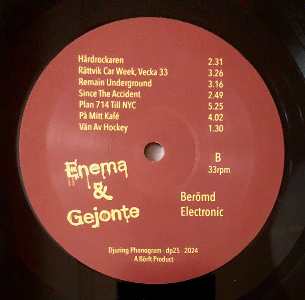 Enema & Gejonte – BerömdElectronic (LP, Djuring Phonogram, 2024) Image 4