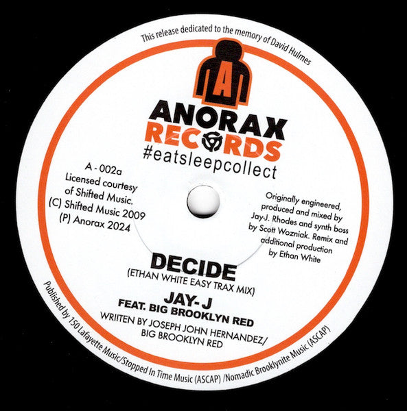 Jay-J Big Brooklyn Red – Decide (7", Anorax Records, 2024) Front Cover