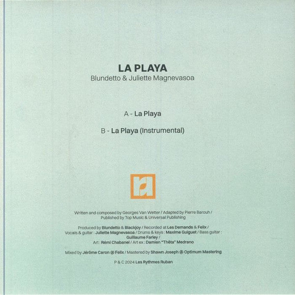 Blundetto Juliette Magnevasoa – La Playa (7", Les Rythmes Ruban, 2024) Back Cover
