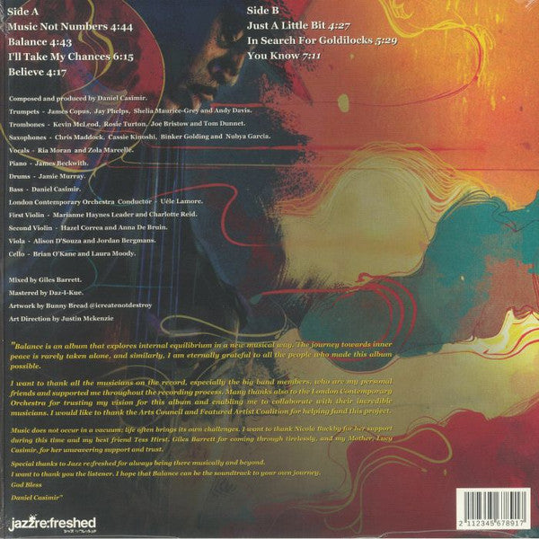 Daniel Casimir – Balance (LP, Jazz Re:freshed, 2024) Back Cover