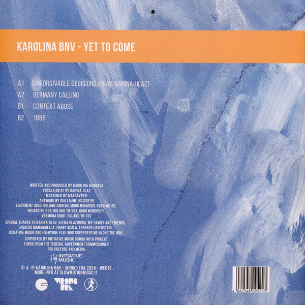Karolina Bnv – Yet To Come (12", Wrong Era, 2024) Back Cover